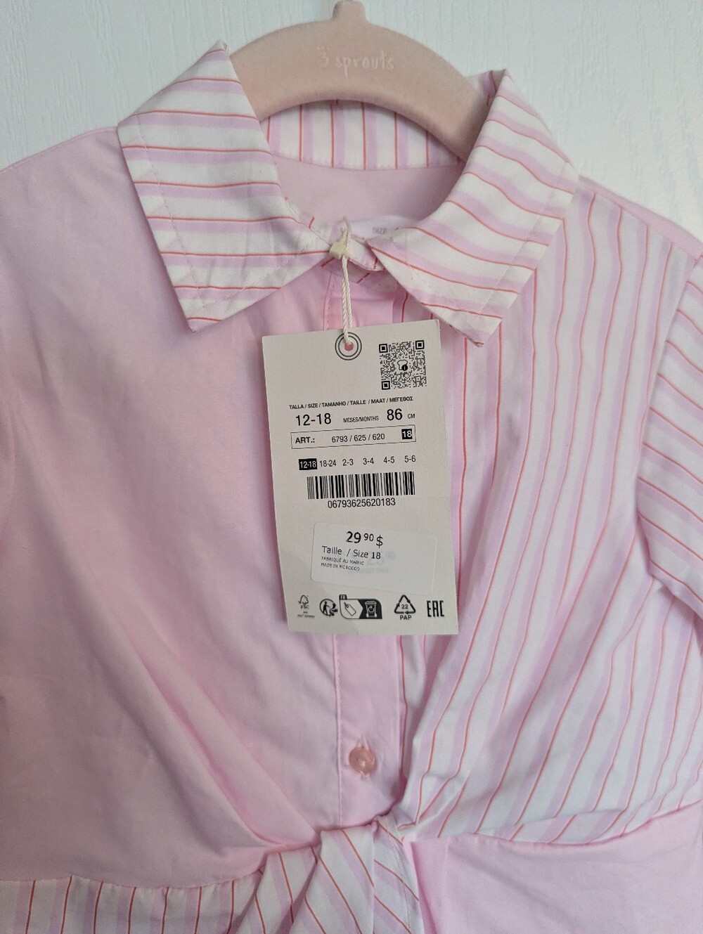 Light Pink Striped Twist-Front Button Down Shirt - Picture 3 of 4